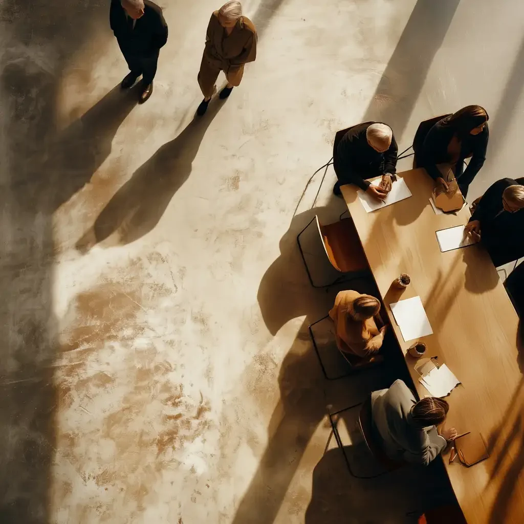 Menschen nach einer Beerdigung in einem Raum – Symbolbild: Erbengemeinschaft eine Immobilie verkaufen + Sanierungsobjekt in Norddeutschland