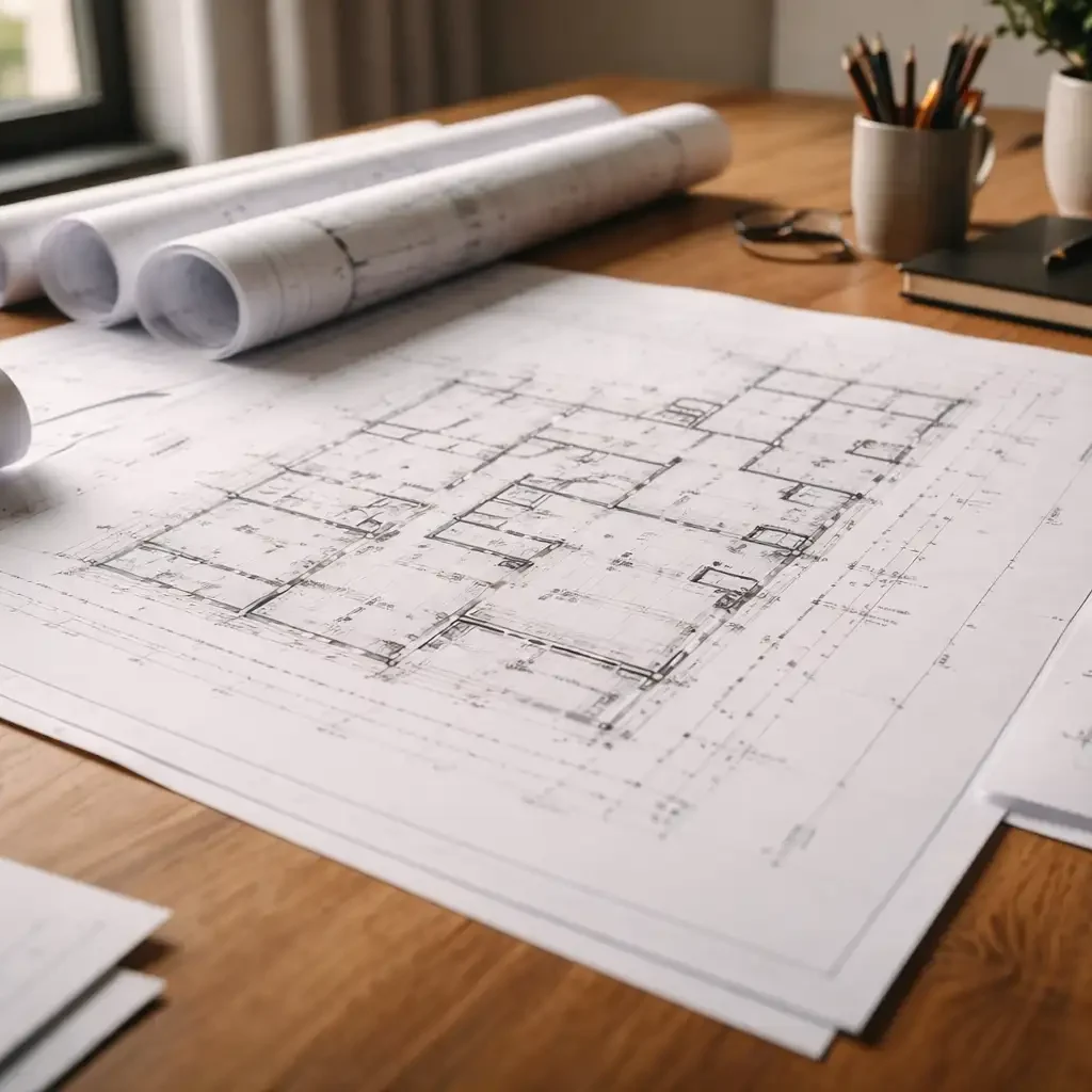 Archtekturplan steht symbolisch Symbolbild für die Themen Grundstück im Großraum Hamburg verkaufen sowie Baugrundstück verkaufen